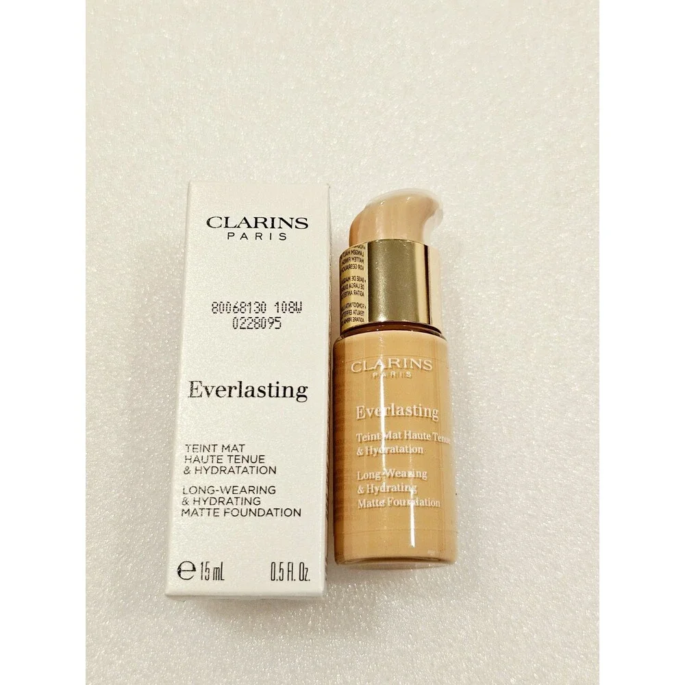 New Clarins Everlasting Hydrating Matte Foundation Shade 108W 15ml